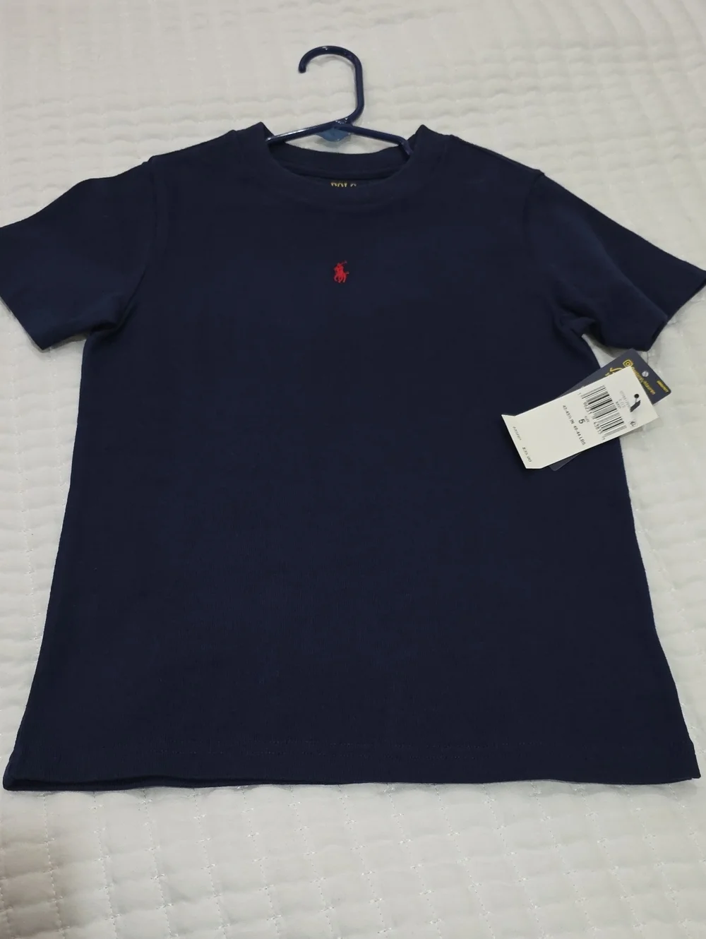 Ralph Lauren Navy Blue Kids Tee with Red Pony